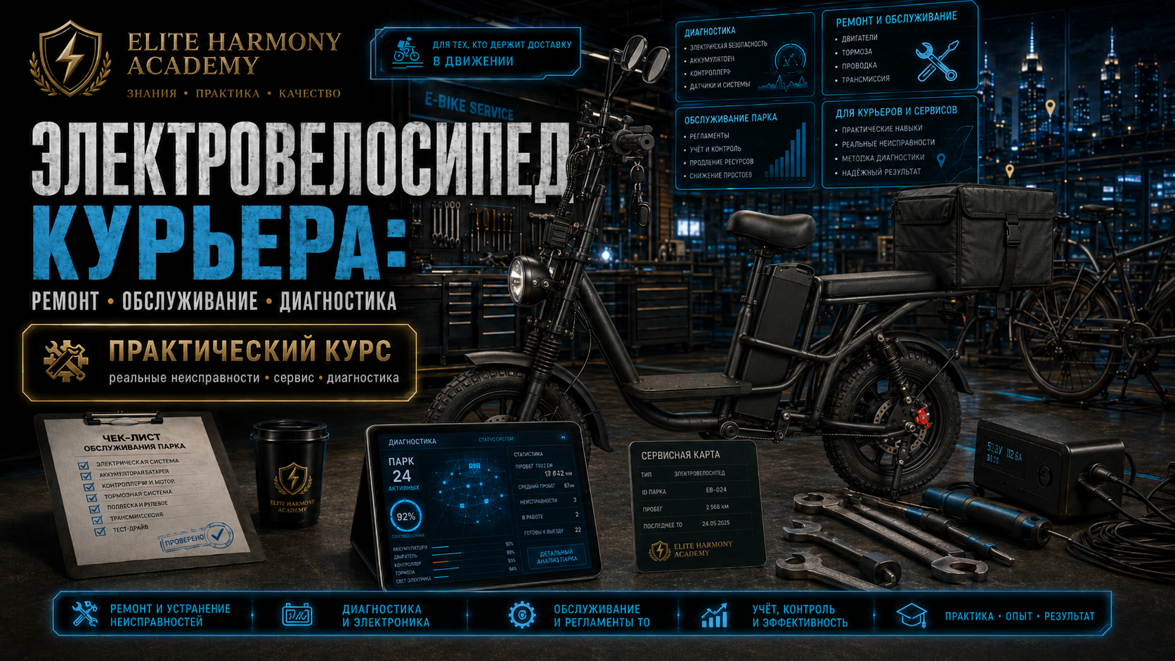 Электровелосипед курьера: ремонт, обслуживание, диагностика