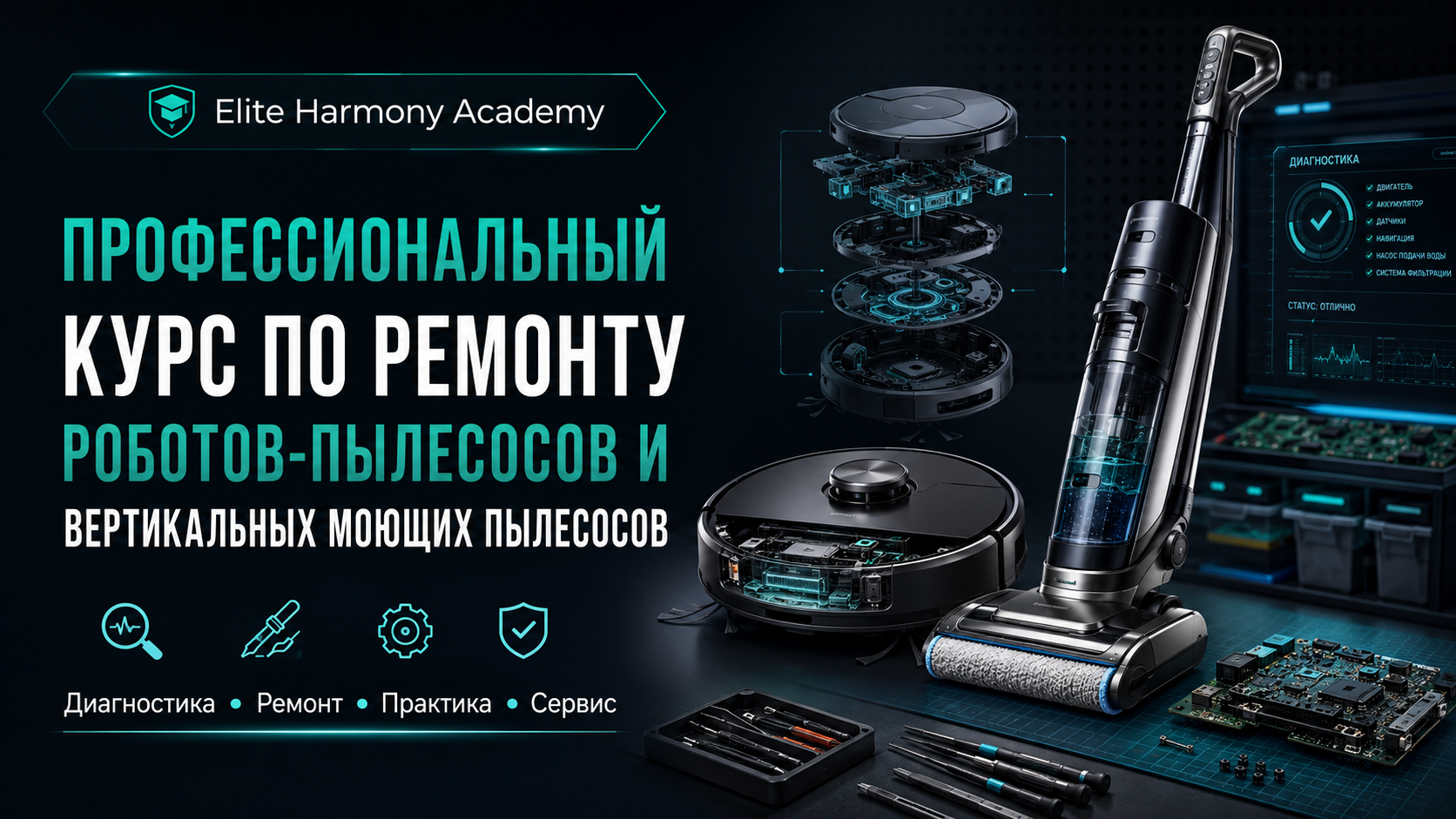 Профессиональный курс по ремонту роботов-пылесосов и вертикальных моющих пылесосов